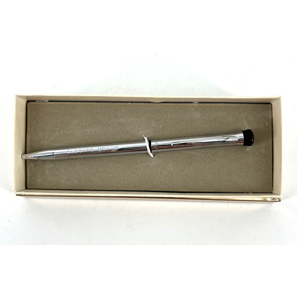 Garland Bubble Top Logo Vintage Ball Point Advertising Pen Chrome Electro Motive - Picture 1 of 16